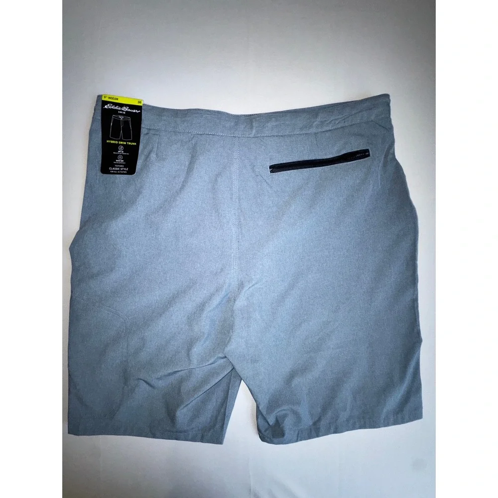 Eddie Bauer Hybrid Swim Trunk Mens 36 Chambray Blue Quick Dry UPF 50 NWT Resort